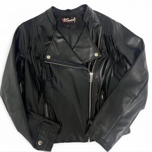 🐾 3 for $20 🐾 Black Faux Leather Fringe Jacket